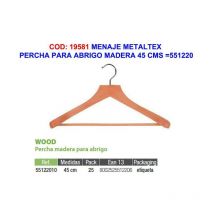 Menaje percha para abrigo madera 45 cms 551220 - Metaltex