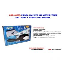 Piedra limpieza kit mister pomez 6 bloques + mango + microfibra