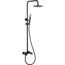 Mice - Conjunto Barra de ducha monomando extensible - Columna de ducha con rociador y mango - Griferia Baño Color Negro Mate