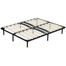 Nuits D'or - michel - Sommier 160x200 Noir Cadre a lattes Renforcé au niveau du bassin + 9 Pieds Hauteur 29 cm en Metal - Montage Rapide et Facile