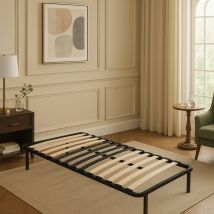 Nuits D'or - michel - Sommier 80x190 Noir Cadre a lattes Renforcé au niveau du bassin + 6 Pieds Hauteur 29 cm en Metal - Montage Rapide et Facile