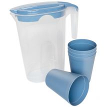 Michelino Elegantes 5-teiliges Karaffen-set: Karaffe Mit 4 Bechern Aus Kunststoff Grün