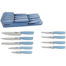 Praktisches 10-teiliges Messerorganizer-Set: Serie Alythia für geordnete Küchen Blau - Michelino