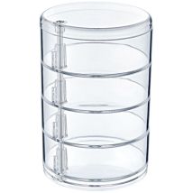Schmuck-Organizer transparent mit 4 Fächern – klarer Kunststoff – für Ringe, Ohrringe, Armbänder, Halsketten – MICHELINO