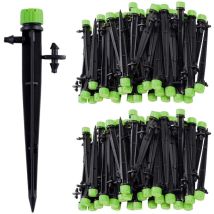 Micro-arroseur d'irrigation goutte à goutte 100 pièces, émetteur d'irrigation à 360 degrés à 8 trous pour tube 1/4 (4-7 mm) pour systèmes