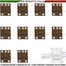 Micro Contatto Magnetico Marrone 10 Pezzi Allarme Porte Infissi Contatto Antifurto nc Reed in Ampolla Sottovuoto Campo Attrazione 10mm Tensione Max