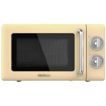 Cecotec - Micro-Ondes Mécanique Proclean 3010 Retro Jaune. 20 l, 700 w en 6 niveaux, minuterie jusqu'à 30 minutes, mode dégivrage, design vintage en
