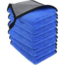 Microfibre Cleaning Cloths, 6 Pack, Two-layer Thickened Towels, Lint Free Super Absorbent Towel for Household and Car Washing, Drying, Detailing,