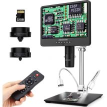 Maerex - Microscope numérique hdmi 10,1 pouces 2000x pour adultes, 3 objectifs, enregistrement vidéo uhd 2160P, kit de microscope à souder/biologique