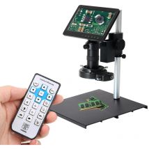 Lifcausal - Microscope vidéo lcd 26MP 1080P 7 pouces avec objectif à monture c 150X Caméra de microscope électronique avec support en métal Anneaux