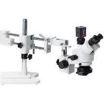 Maerex - Microscopio con zoom estéreo 3.5X-90X Simul Focal Trinocular 24MP 4K hdmi Cámara 56 luces led Soporte de doble brazo
