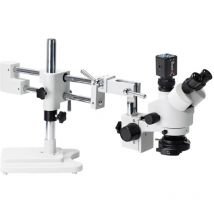 Drillpro - Microscopio con zoom stereo 3,5X-90X Simul Focale Trinoculare 24MP 4K hdmi Fotocamera 56 Luci led Supporto a doppio braccio