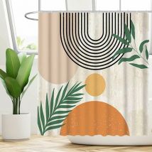 Mid Century Abstract Shower Curtain Boho Arch Sun Beige Modern Minimalist Home Bathtubs Bathroom Curtain Decoration Set Washable Durable Polyester