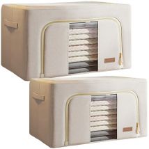 Midi set de 2 boîtes de rangement pour le linge, 24 + 66 l, pliables, en matière textile