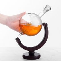 Mowze - MikaMax - Globe Dekanter Set - Whiskeykaraffe - mit Zwei Gläsern - Handgefertigt - Transparent - 850 ml - Karaffe mit luftdichtem Verschluss