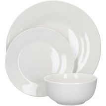 Mikasa Alexis Geschirr, Teller und Schalen Set de Minimalistischer Stil de Weißes Porzellan, 12 Stück (MKALEXIS12PC)