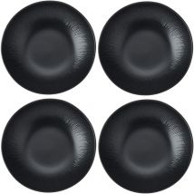 Mikasa - Jardin Midnight Juego de 4 Tazones de Gres para Pasta, 20cm, Negro Apto para Lavavajillas