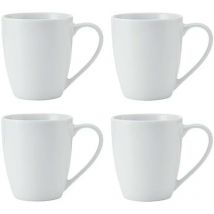 Mikasa Kreidetassen de Porzellan, Set de 4 weiße Tee- & Kaffeetassen, 380ml, spülmaschinen- & mikrowellenfest
