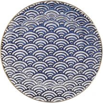 Mikasa - mksatspwv Satori - Seitenteller mit gewelltem Rand, Porzellan, blau, gold, indigo, weiß