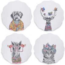 Mikasa - Tipperleyhill 4 manteles Individuales con diseño Festoneado, Protectores de Mesa para Comedor, Resistentes al Calor hasta 120°C, Estampado