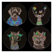 Mikasa - x Tipperleyhill Juego de 4 posavasos con diseño festoneado, protectores de mesa para bebidas, resistentes al calor hasta 120°C, estampado