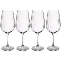 Treviso Set di 4 calici da vino rosso, 600 ml, senza piombo, trasparenti e con effetto increspato per le celebrazioni - Mikasa