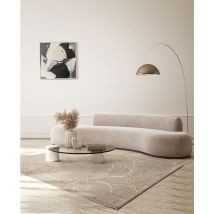 Mila moderner Teppich Wohnzimmer, elegant glänzender Kurzflor, Beige, 080 x 300 cm - The Carpet