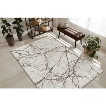 The Carpet - Mila moderner Teppich Wohnzimmer, elegant glänzender Kurzflor, Creme, 140 x 200 cm