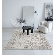 Mila moderner Teppich Wohnzimmer, elegant glänzender Kurzflor, Creme, 080 x 300 cm - The Carpet
