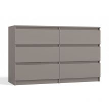 Topeshop - milan Commode contemporaine 6 tiroirs chambre/salon/bureau 30x120x77 cm Gris Style scandinave Meuble de rangementent
