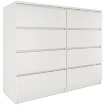 Hucoco - milan - Commode contemporaine chambre salon 120x97x40 - Buffet 8 tiroirs coullissants - Meuble de rangement - Chiffonier