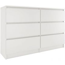 Hucoco - milan - Commode de chambre large 6 tiroirs - 30x120x77cm - Style scandinave - Rangement