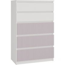 Topeshop - milan - Commode moderne 5 tiroirs - 70x40x109.5 cm - Meuble de rangement pour enfant - Banc et rose