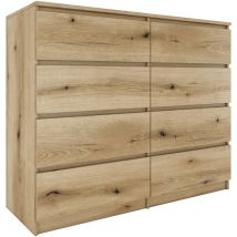 Topeshop - milan Commode moderne grande 8 tiroirs chambre salon Dimensions 97x120x40 Design minimaliste Meuble de rangement