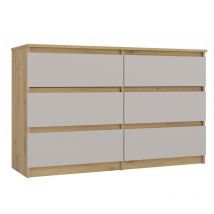 Milan – Cómoda ancha para dormitorio con 6 cajones – 30x120x77 cm – Mueble de almacenamiento – Artesanal y Cachemira
