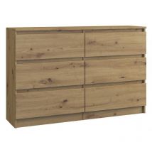 Milan Contemporary Drawer Dresser 6 drawers bedroom/living room/office 30x120x77 cm Scandinavian style Storage furniture