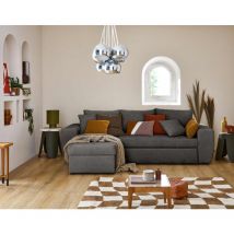 Milan - beidseitig montierbar 4-sitzer - schlaffunktion und bettkasten - aus strukturiertem samt - grau