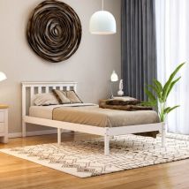Milan 3ft Single Solid Pine Wood Bed Frame, Low Foot End, 90 x 190 cm, White-&-Pine