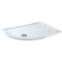 No Brand - Milano Lithic - White Low Profile Left Hand Offset Quadrant Shower Tray - 1200mm x 900mm