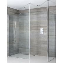 Milano Alto - Chrome Corner Walk In Wet Room Shower Enclosure with 900mm & 700mm Screens&44 Profile and Floor to Ceiling Poles - 800mm Tile Insert