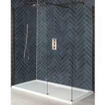 Milano Eris - Copper Corner Walk In Wet Room Shower Enclosure with Screens&44 Support Arms and White Tray - 1700mm x 750mm