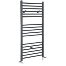 Milano - Artle - Modern Anthracite Dual Fuel Electric Straight Bar Heated Towel Rail Radiator - 1200mm x 600mm