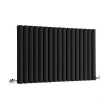 Milano Aruba - Modern Black Horizontal Double Oval Panel Radiator - 635mm x 1000mm