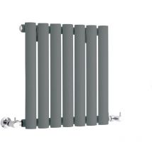 Milano - Aruba - Modern Anthracite Horizontal Single Oval Panel Radiator - 400mm x 413mm