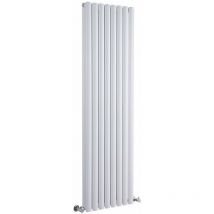 Milano - Aruba - Modern White Vertical Column Double Oval Panel Radiator - 1600mm x 354mm