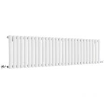 No Brand - Milano Aruba - Modern White Horizontal Single Oval Panel Radiator - 400mm x 1652mm