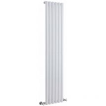 Milano - Aruba - Modern White Vertical Column Single Oval Panel Radiator - 1600mm x 354mm