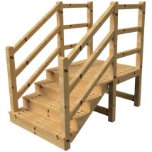 Milano Außentreppe 4 Geschlossene Stufen H71 Cm - Podest L116 X B120 Cm - Treppengeländer Links Und Rechts - Podestgeländer Links Und Rechts