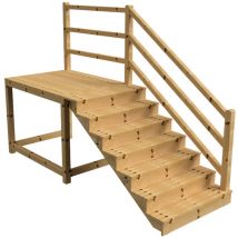 Milano Außentreppe 7 Geschlossene Stufen H122 Cm - Podest L189 X B120 Cm - Treppengeländer Rechts - Podestgeländer Rechts