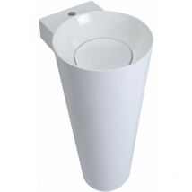 Milano - Ballam - Modern White Bathroom Basin Sink with Full Pedestal and One Tap Hole - 398mm x 498mm
